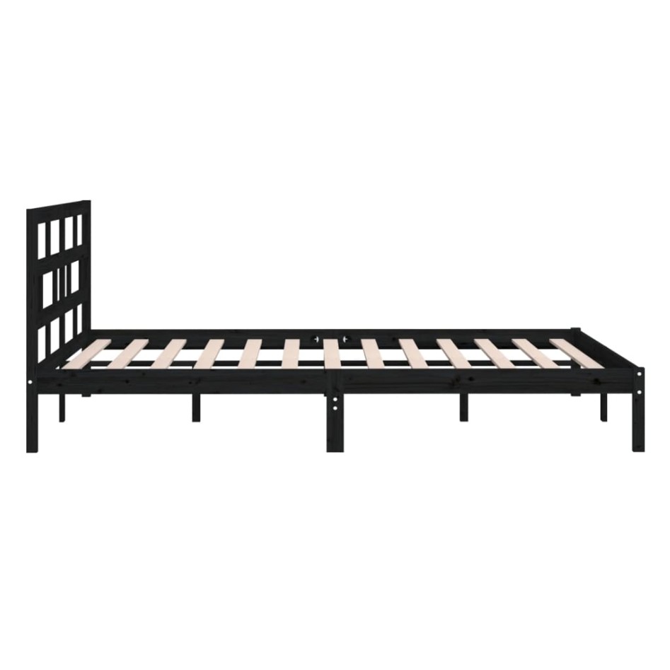 Estructura de cama de madera maciza de pino negro 140x190