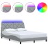 Estructura cama con LED sin colchón tela gris claro 120x200