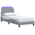 Estructura cama con LED sin colchón tela gris claro 90x200