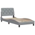 Estructura cama con LED sin colchón tela gris claro 90x200