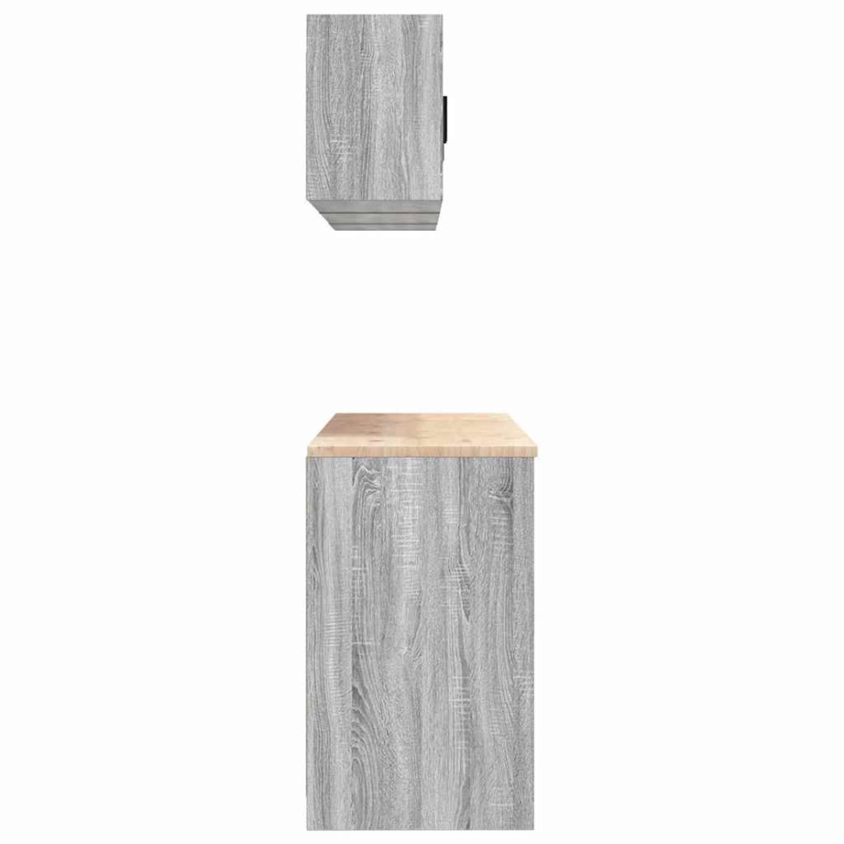 Armarios 6 uds para garaje madera ingeniería gris