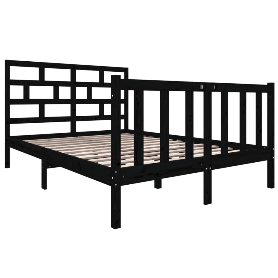 Estructura de cama de madera maciza de pino negro 140x190