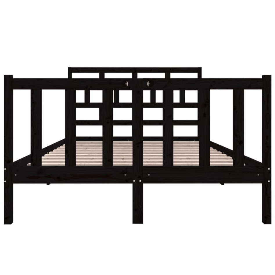 Estructura de cama de madera maciza de pino negro 140x190