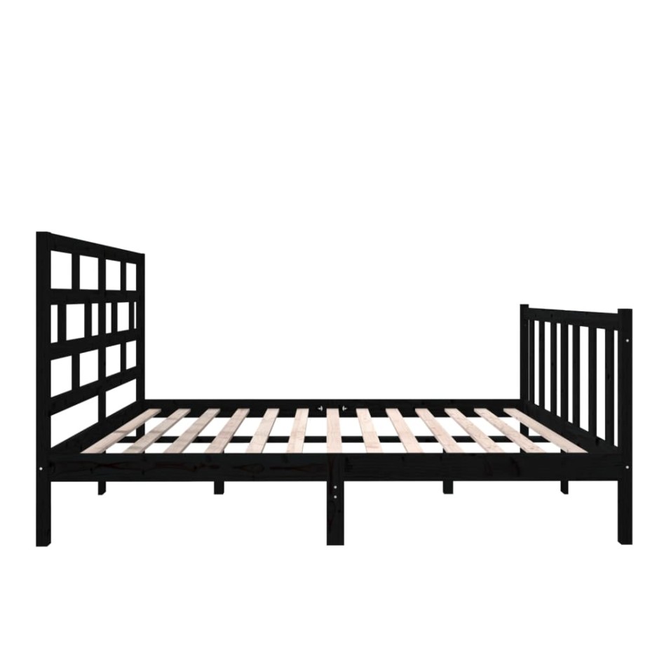 Estructura de cama de madera maciza de pino negro 140x190
