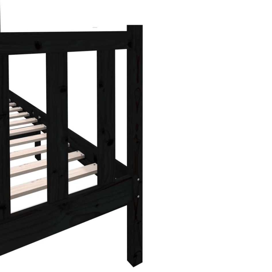 Estructura de cama de madera maciza de pino negro 140x190