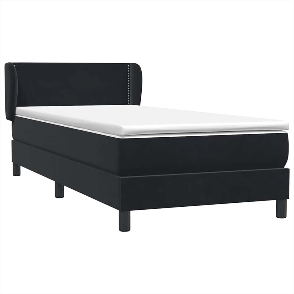 Cama box spring con colchón cuero sintético negro 80x220