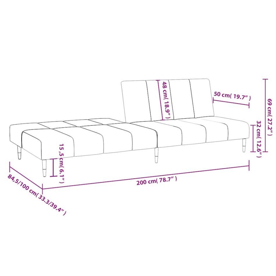 Sofá cama de 2 plazas terciopelo