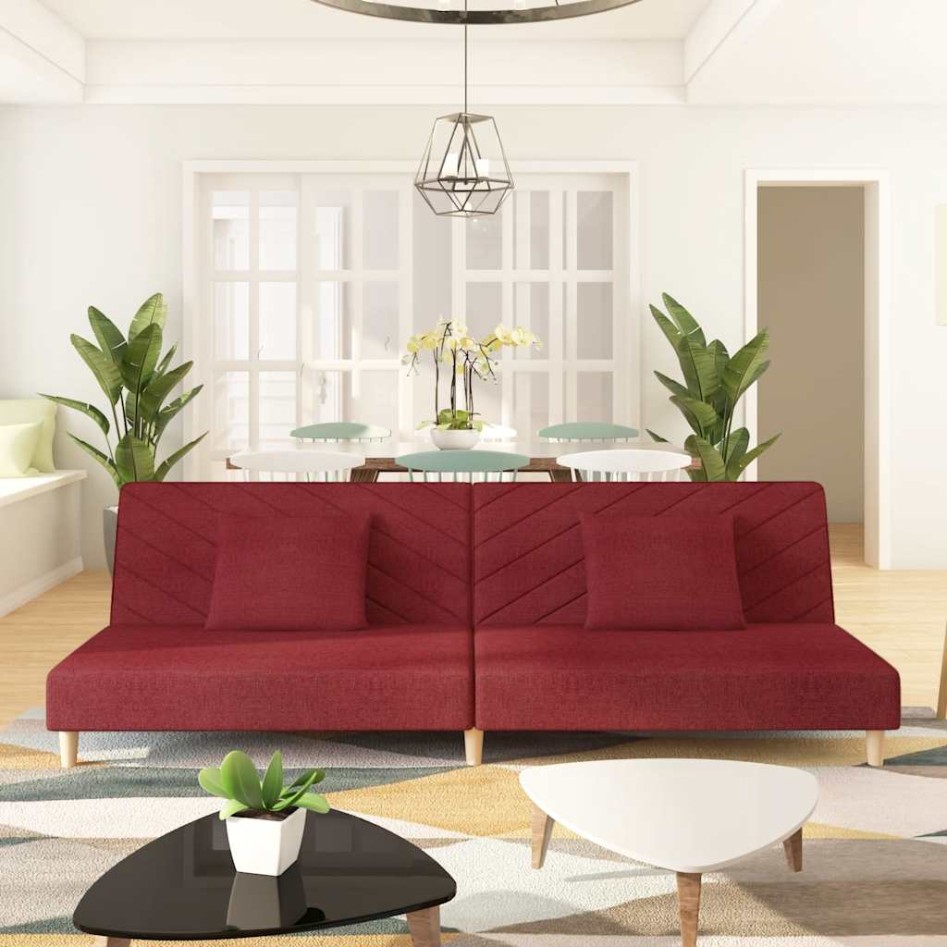 Sofá cama de 2 plazas con dos almohadas tela color