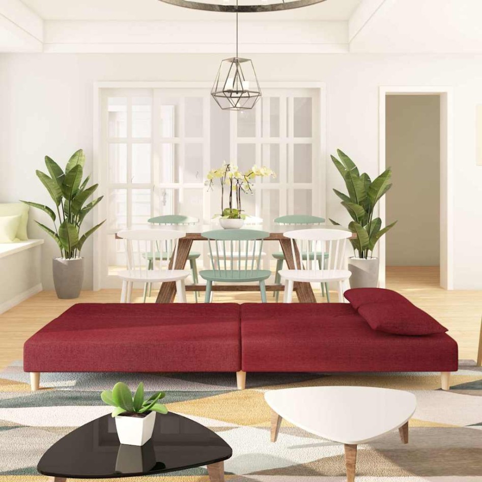 Sofá cama de 2 plazas con dos almohadas tela color