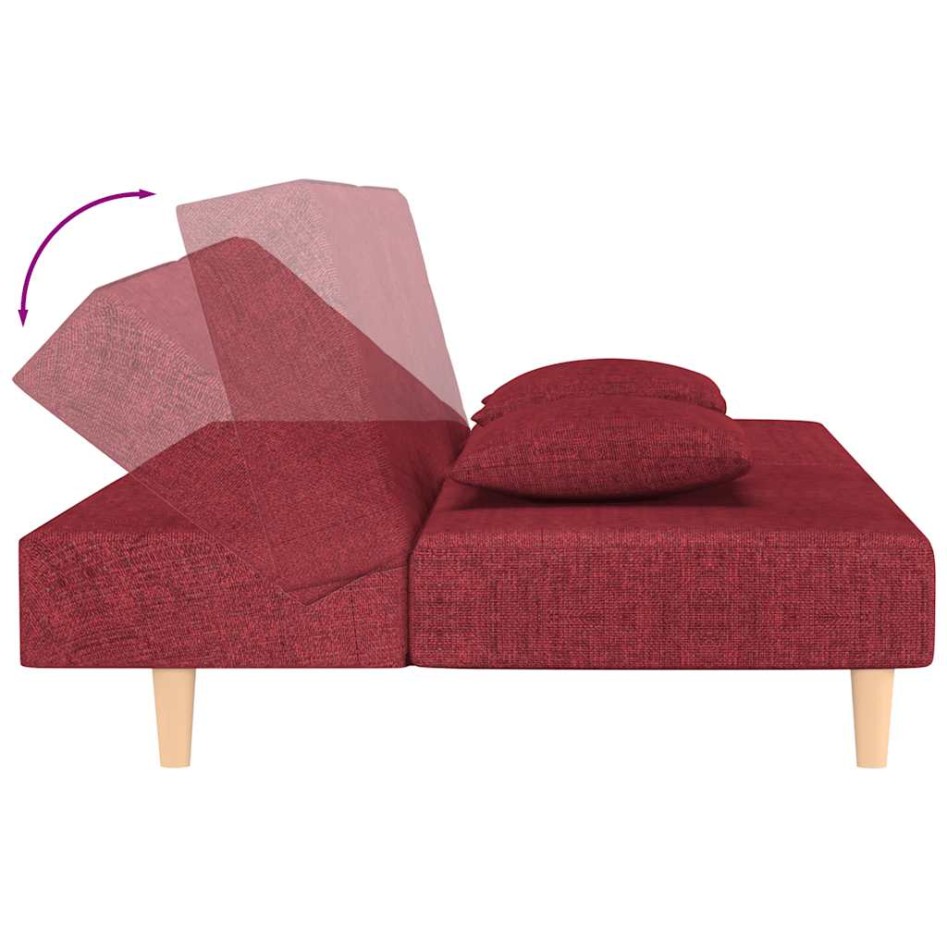 Sofá cama de 2 plazas con dos almohadas tela color