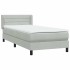 Cama box spring con colchón terciopelo gris claro 80x220