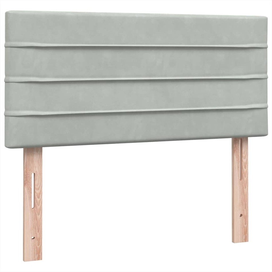Cama box spring con colchón terciopelo gris claro 90x220