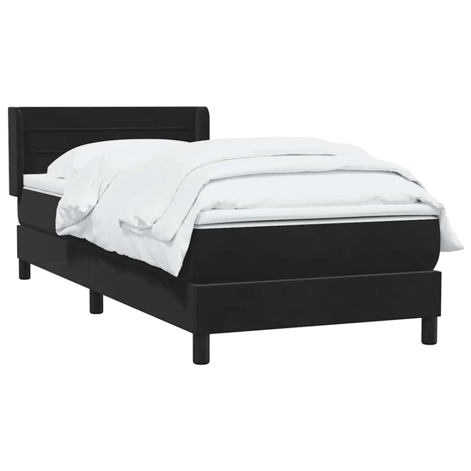 Cama box spring con colchón terciopelo negro 90x220