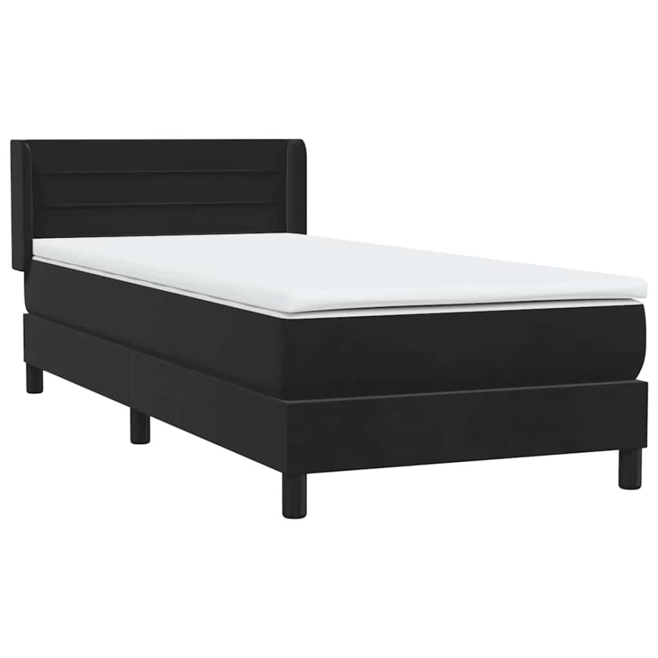 Cama box spring con colchón terciopelo negro 90x220