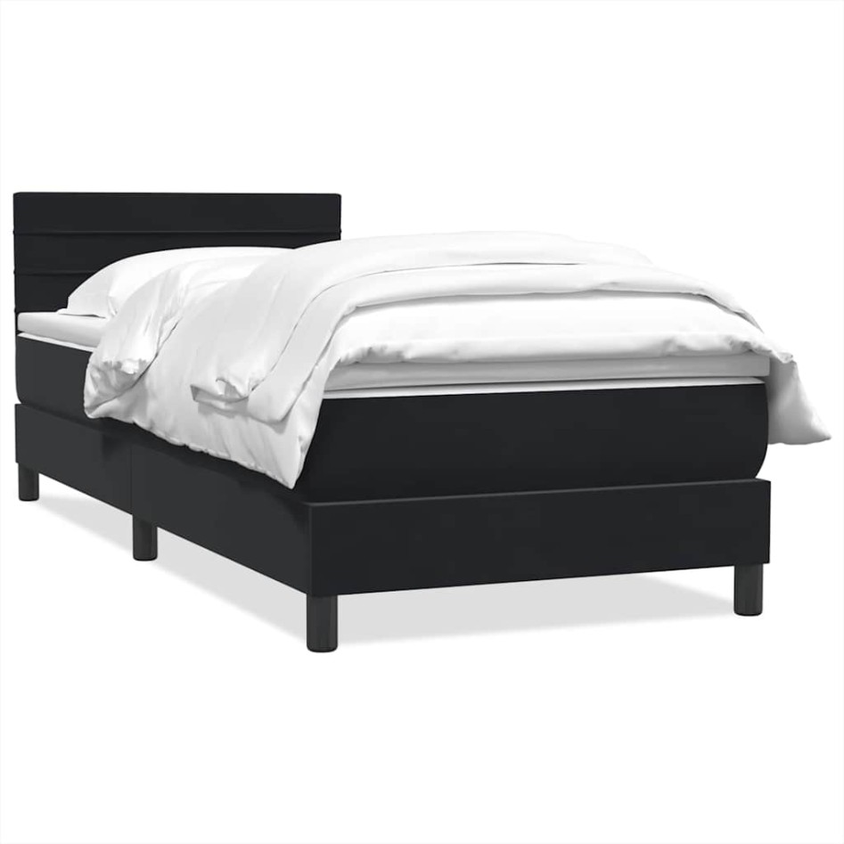 Cama box spring con colchón cuero sintético negro 80x220