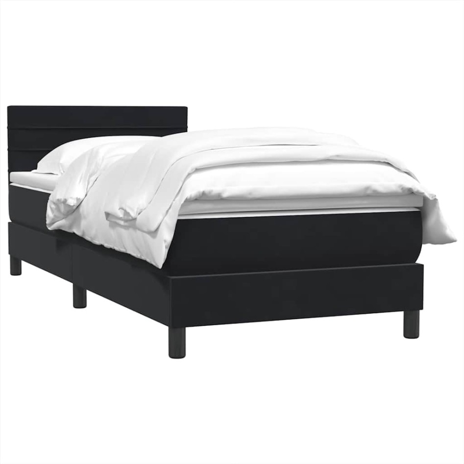 Cama box spring con colchón cuero sintético negro 80x220