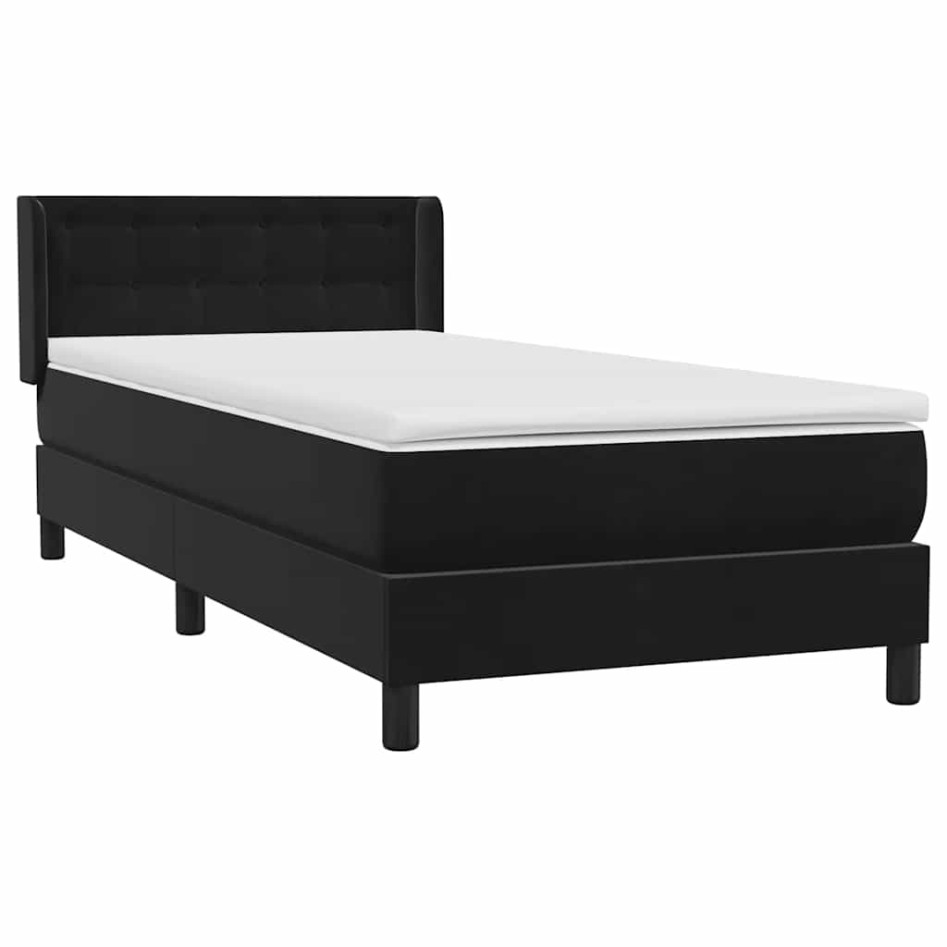 Cama box spring con colchón terciopelo negro 90x220