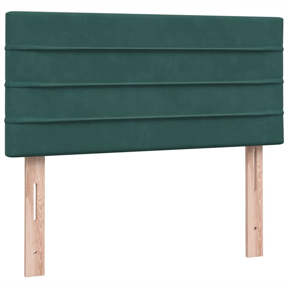 Cama box spring con colchón terciopelo verde oscuro 90x220