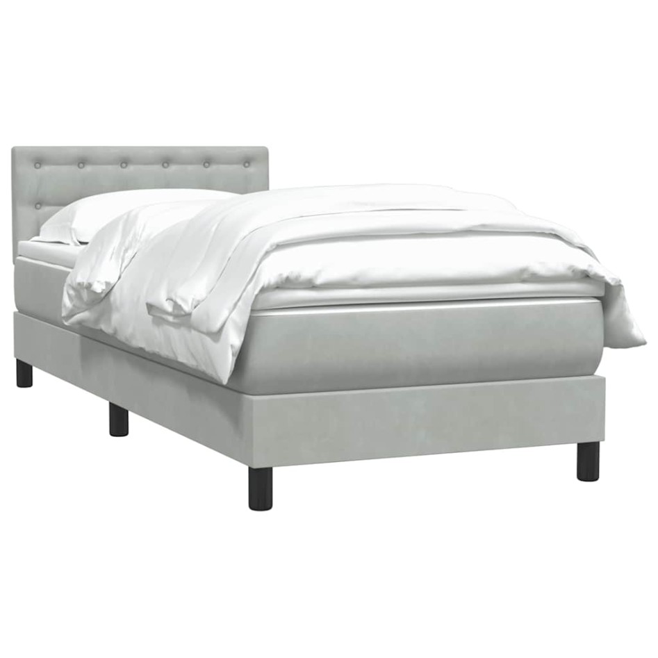Cama box spring con colchón terciopelo gris claro 80x220