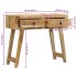 Mesa consola madera maciza de mango rugosa 90x32x75