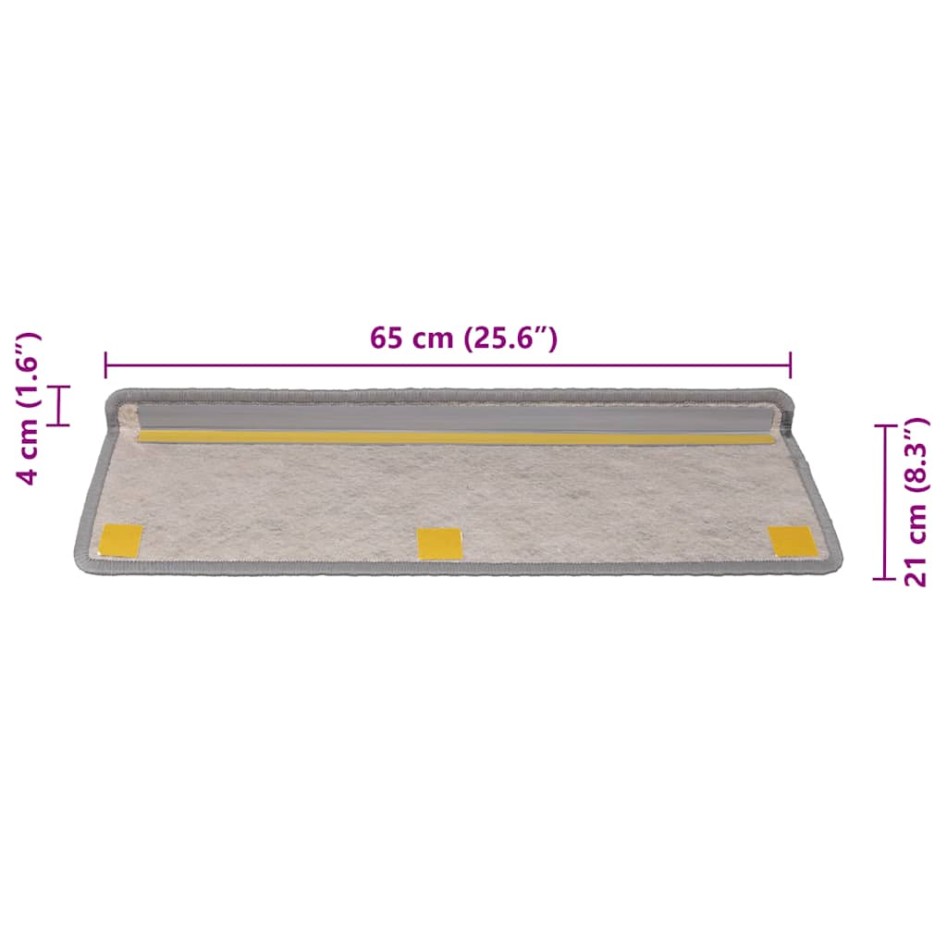 Alfombra autoadhesiva escalera sisal 30 uds 65x21x4 cm