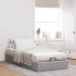 Estructura de cama otomana sin colchón tela gris claro