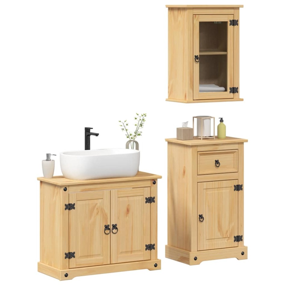 Juego de muebles de baño Corona 3 pzas madera maciza