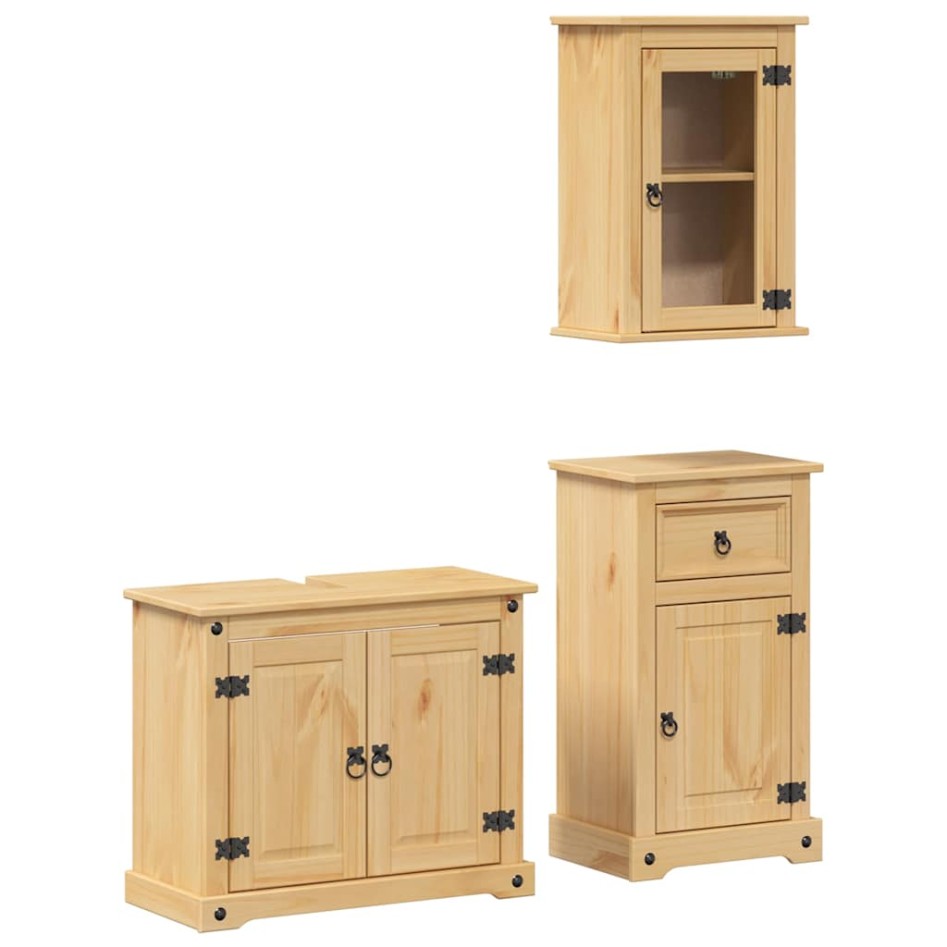 Juego de muebles de baño Corona 3 pzas madera maciza