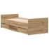 Estructura de cama sin colchón roble artesanal 100x200