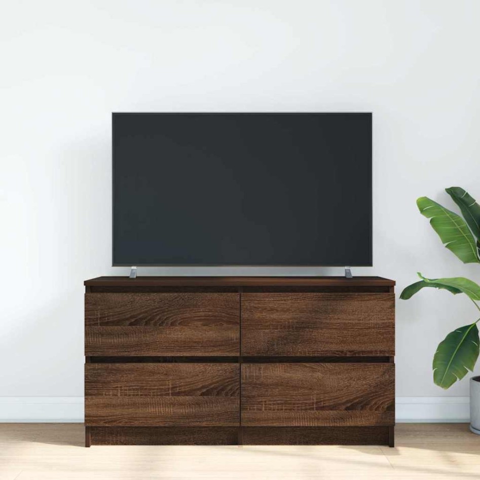 Mueble para TV madera contrachapada marrón roble 100x35x54