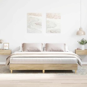 Estructura de cama sin colchón roble Sonoma 200x200
