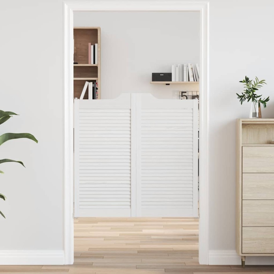 Puertas batientes diseño de lamas 2 par blanco 100x100