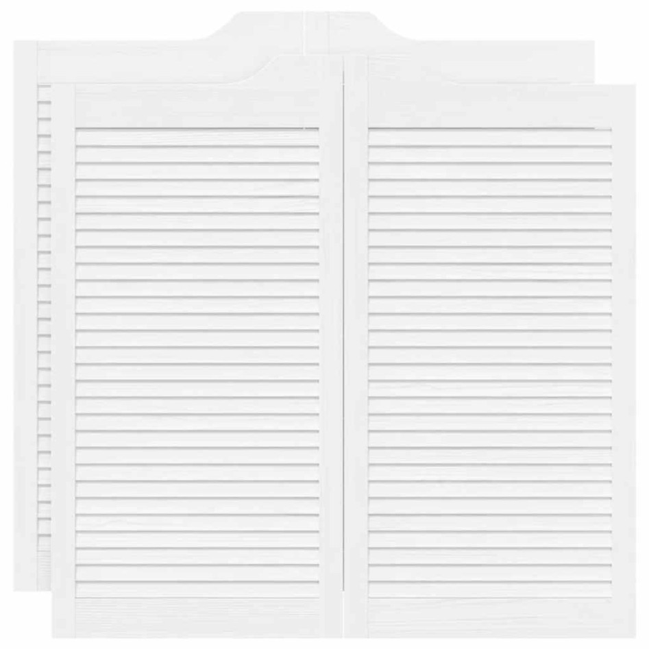 Puertas batientes diseño de lamas 2 par blanco 100x100