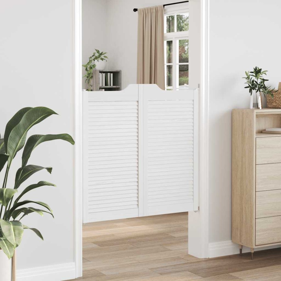 Puertas batientes diseño de lamas 2 par blanco 100x100