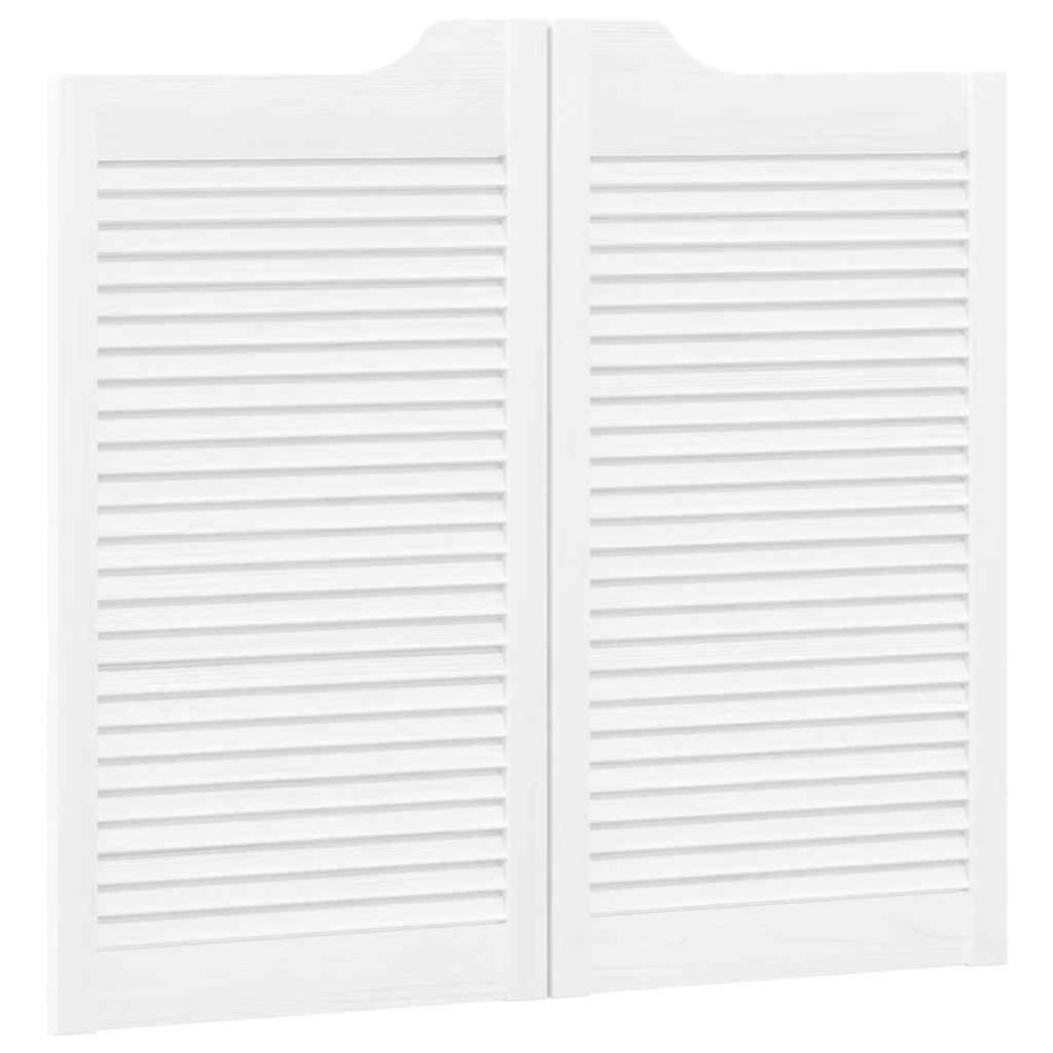 Puertas batientes diseño de lamas 2 par blanco 90x80