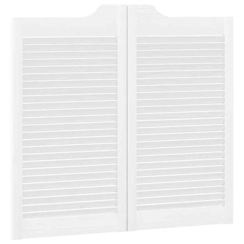 Puertas batientes diseño de lamas 2 par blanco 90x80