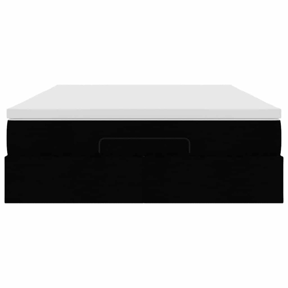 Estructura cama otomana colchón tela negra 140x190