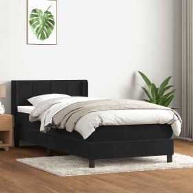 Cama box spring con colchón cuero sintético negro 80x220