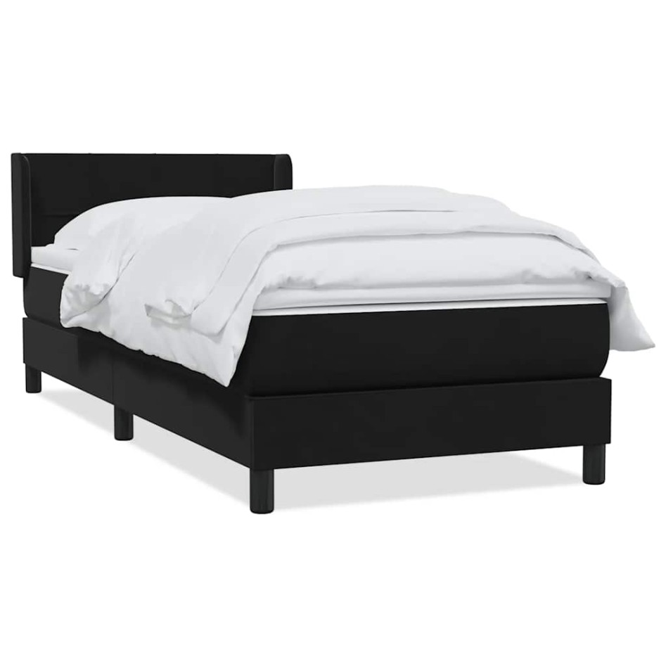 Cama box spring con colchón cuero sintético negro 80x220
