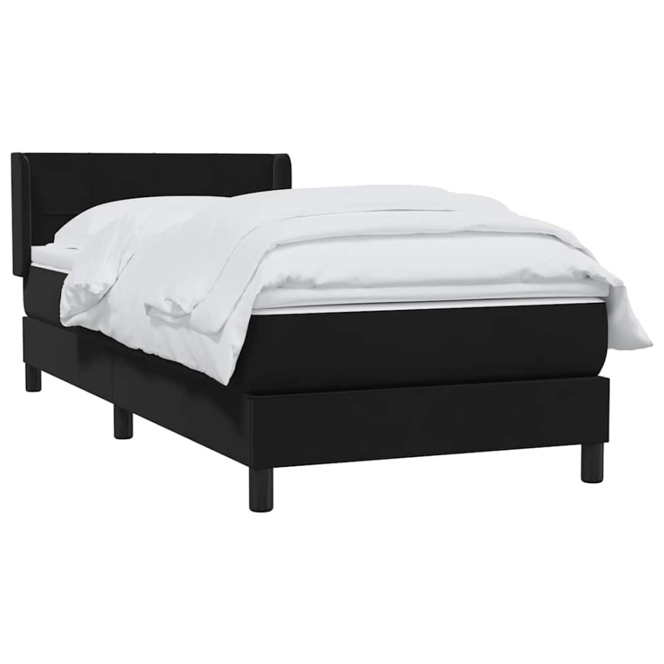 Cama box spring con colchón cuero sintético negro 80x220