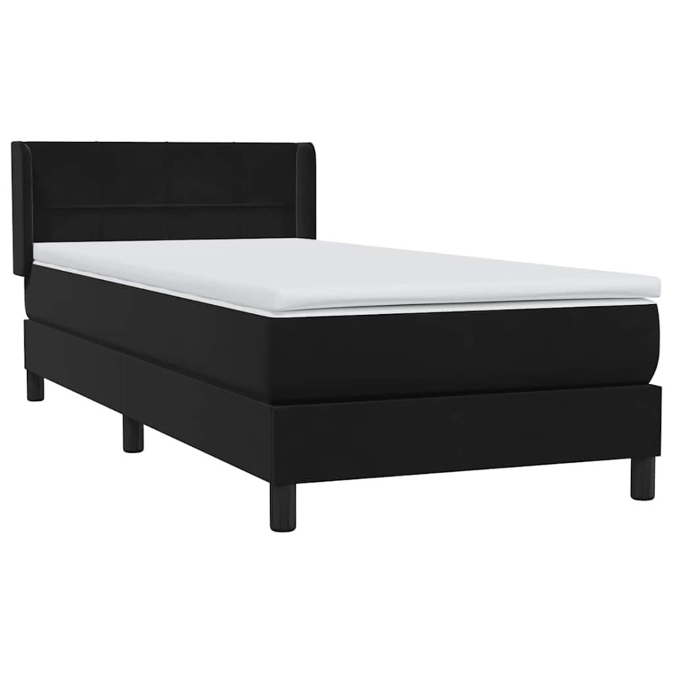 Cama box spring con colchón cuero sintético negro 80x220