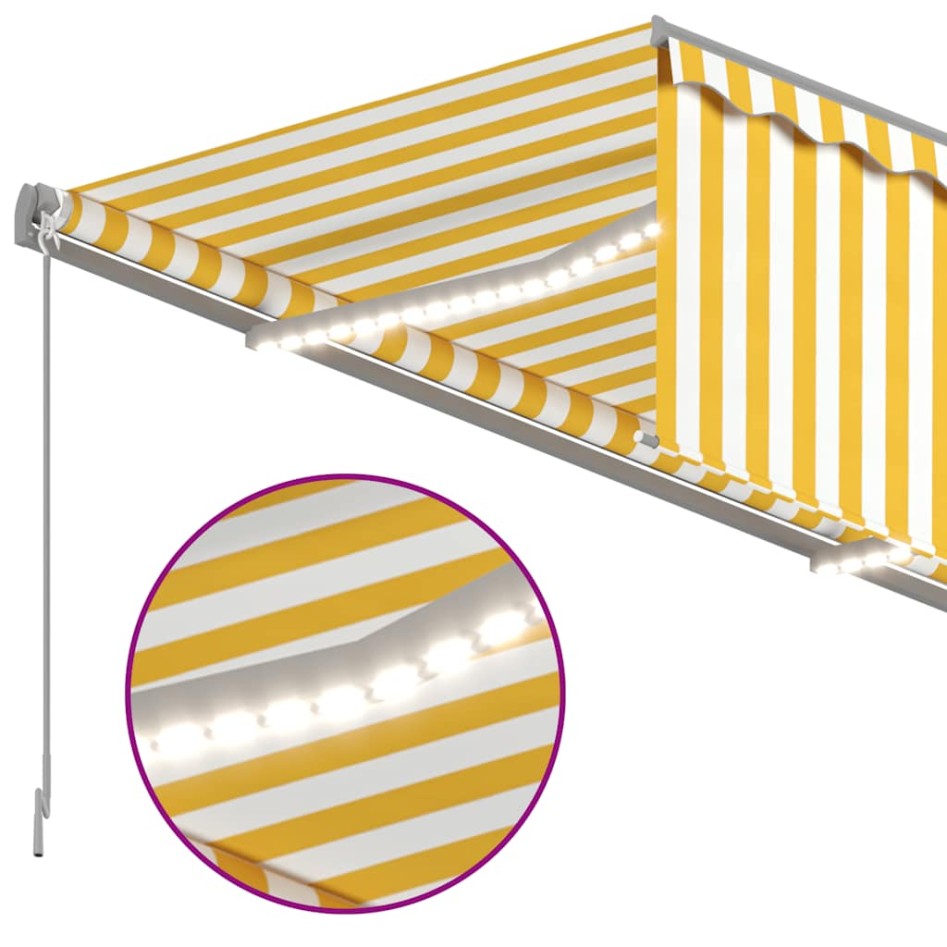 Toldo manual retráctil con persiana y LED amarillo blanco 4x3
