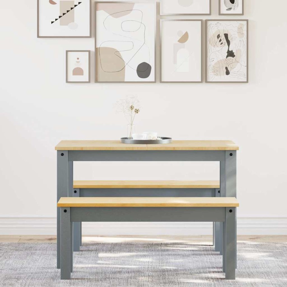 Juego de comedor Panama 3 pzas madera maciza de pino