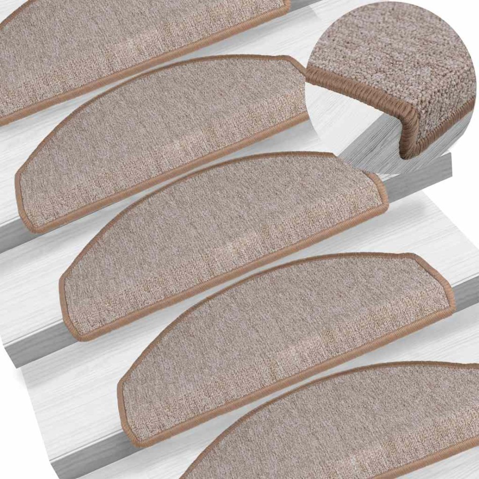 Alfombrilla escalera 30 uds marrón claro 65x24x4