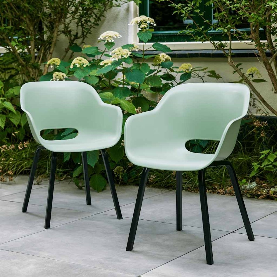 Silla de jardín Keter con patas de metal Noa 2 piezas verde