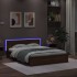 Estructura de cama cabecero y luces LED marrón roble 150x200