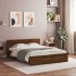 Estructura de cama cabecero y luces LED marrón roble 150x200