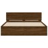 Estructura de cama cabecero y luces LED marrón roble 150x200