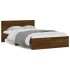 Estructura de cama cabecero y luces LED marrón roble 140x200