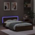 Estructura de cama cabecero y luces LED marrón roble 140x200